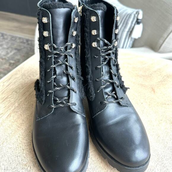 Kate Spade Raquelle Lace-Up Shearling Combat Boots, Black, Size 8.5 Combat Edgy - Picture 3 of 9